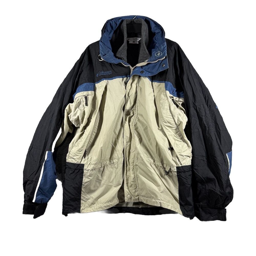 Columbia SKi Jacket Womens Fire Ridge 3 In 1 Beige Blue Parka Coat 2 Layer